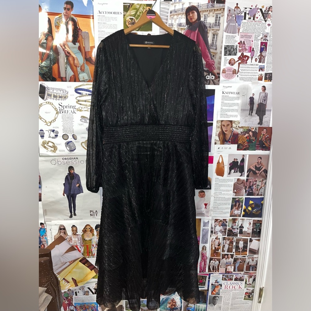 Elegant Black Metallic Sheer Dress - Picture 8 of 8